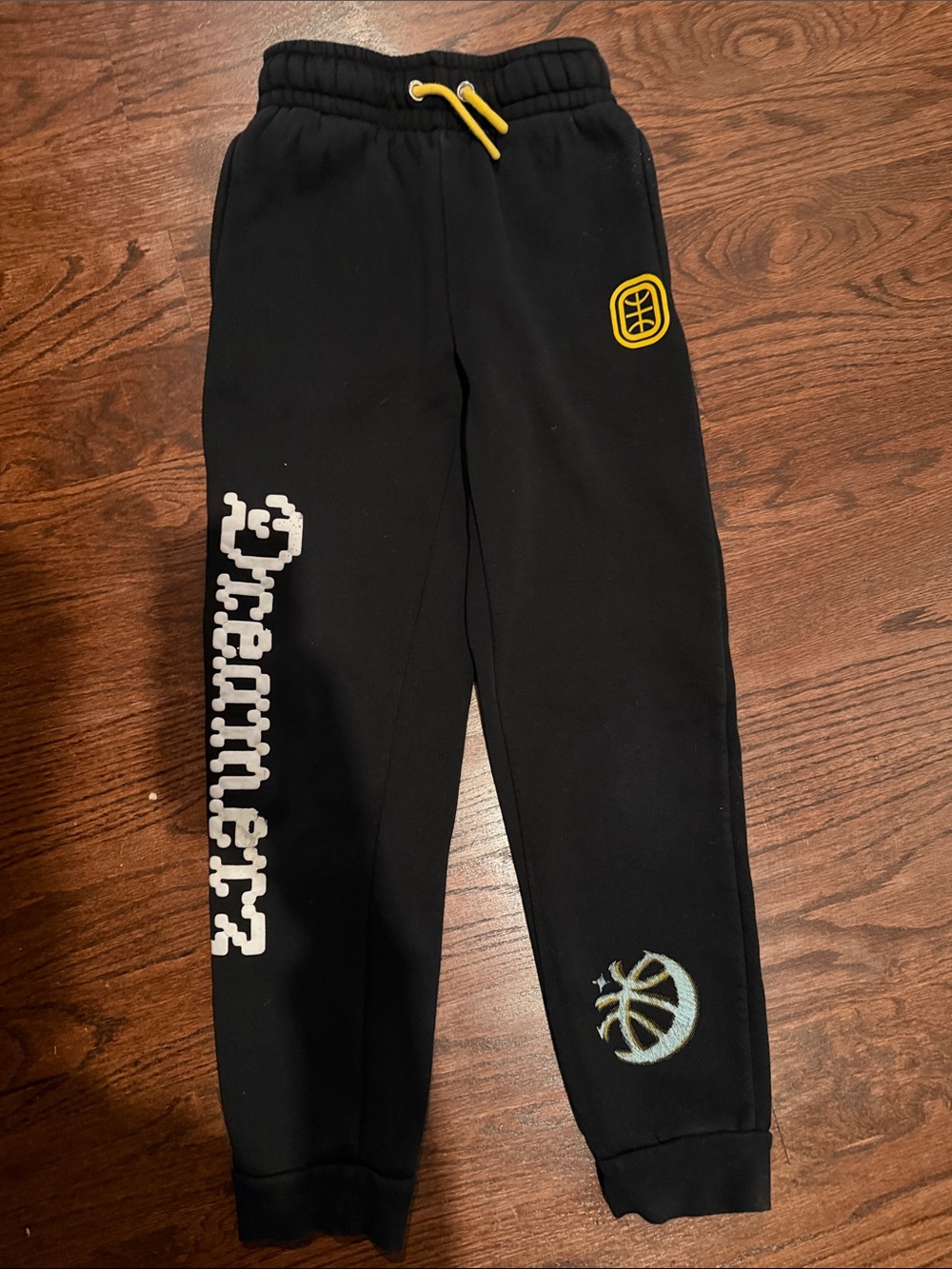 Overtime Kids Black Jogger Sweatpants with White and Yellow Graphic Details
